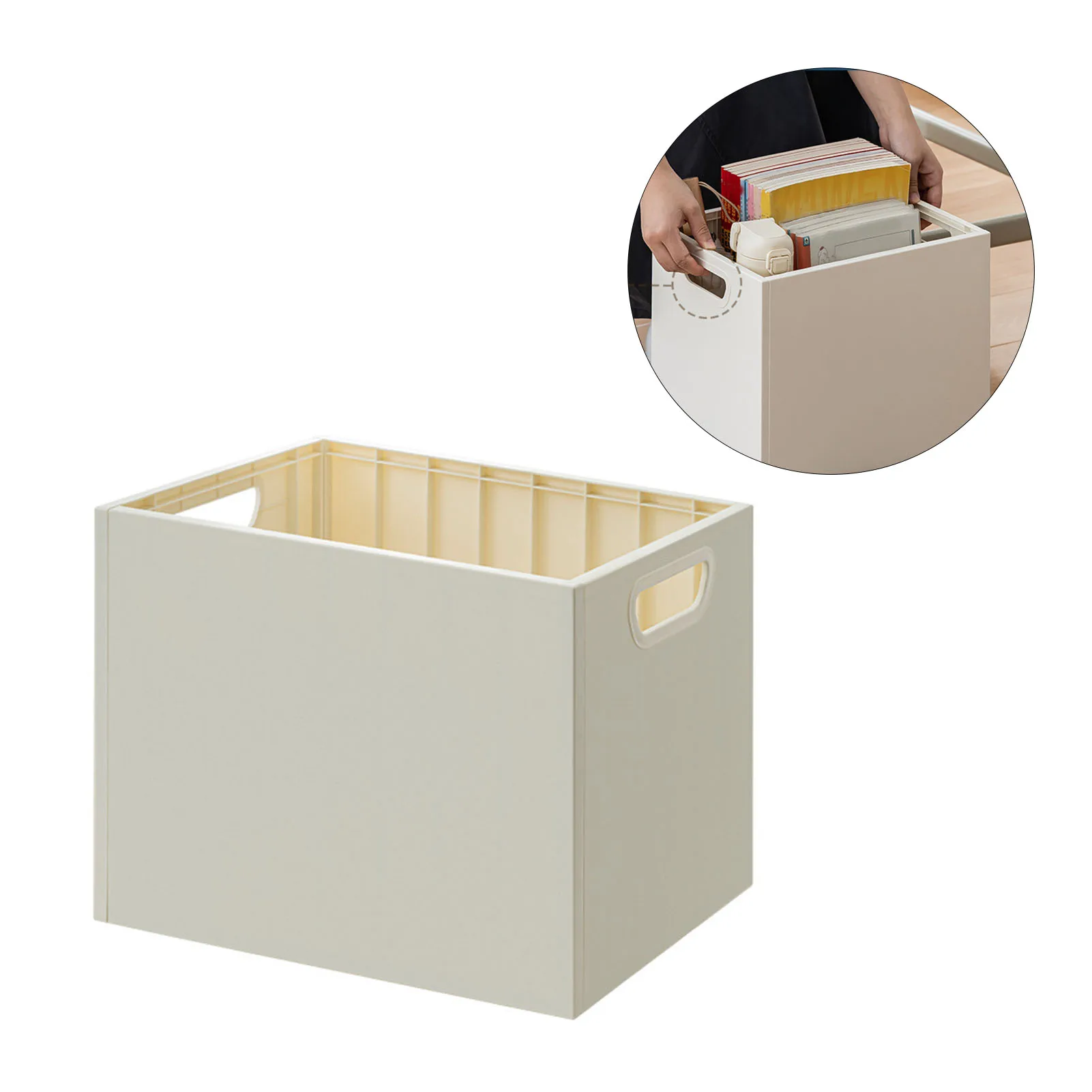 

Simple Book Storage Box With Dual Side Handles Stackable Multifunctional File Storage Bins For Home Student Books Organization