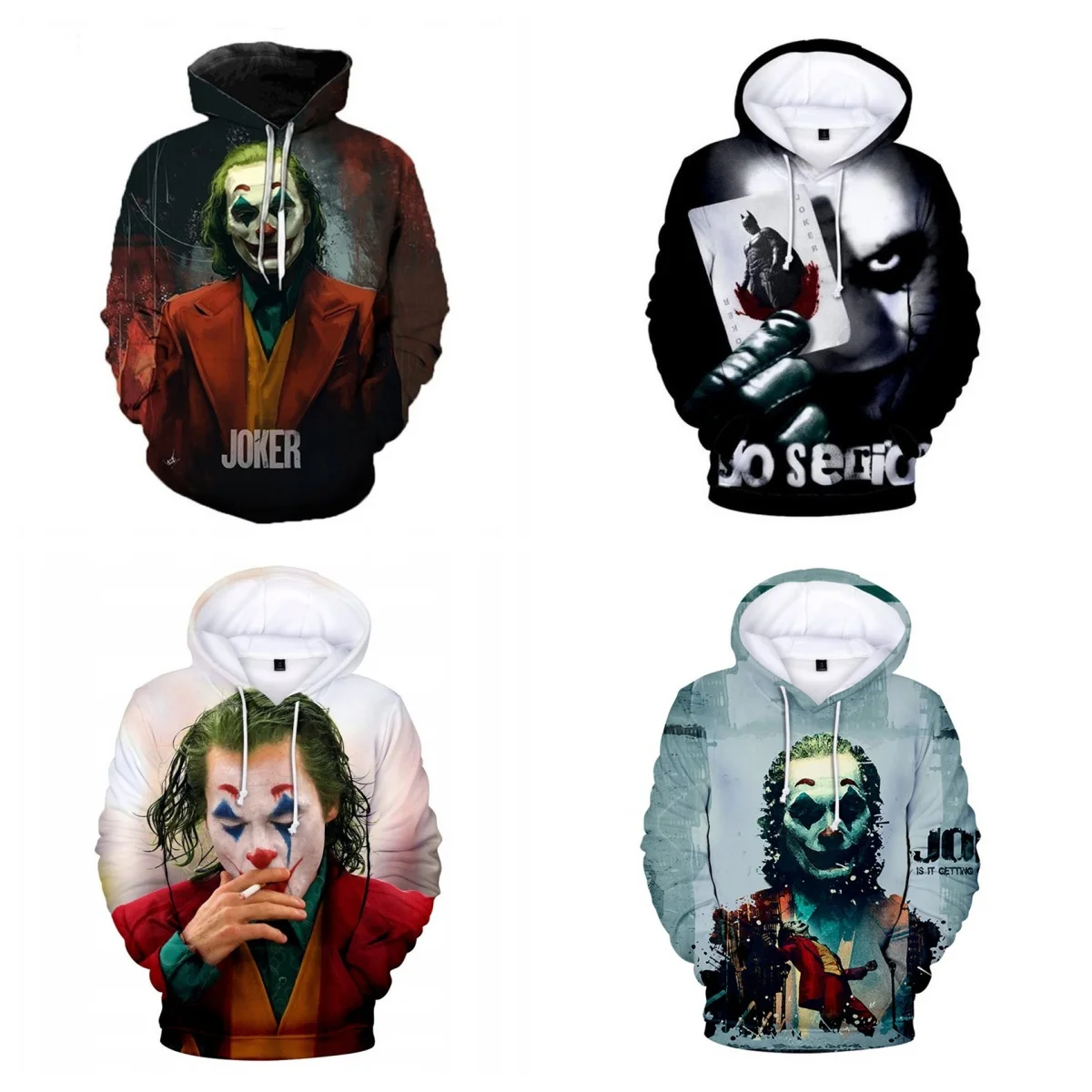 Joker Resurrected Mens Hoodies 3D Printed Retro Long Sleeve Unisex Pullover Hooded Sweatshirt Women Oversized Hoody for Men