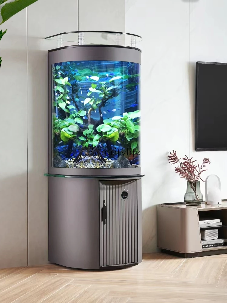 Bottom Filter Change Water Fish Tank Living Room Small Semicircle Light Luxury Fish Globe Ecological Aquarium