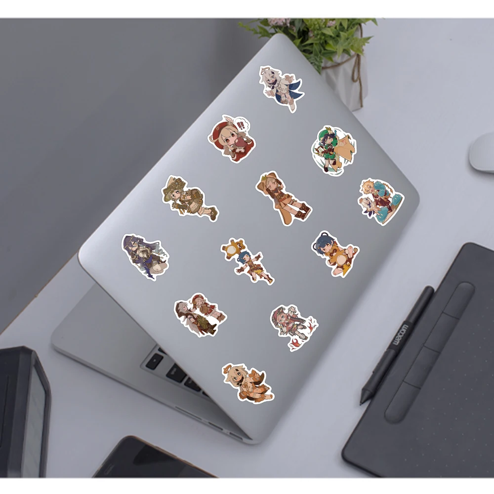 Super Cute Genshin Impact Game Adesivos, Decalque Kawaii, DIY, Vinil, Diário, Mala, Laptop, Bicicleta, Carro, Adesivo, 60Pcs