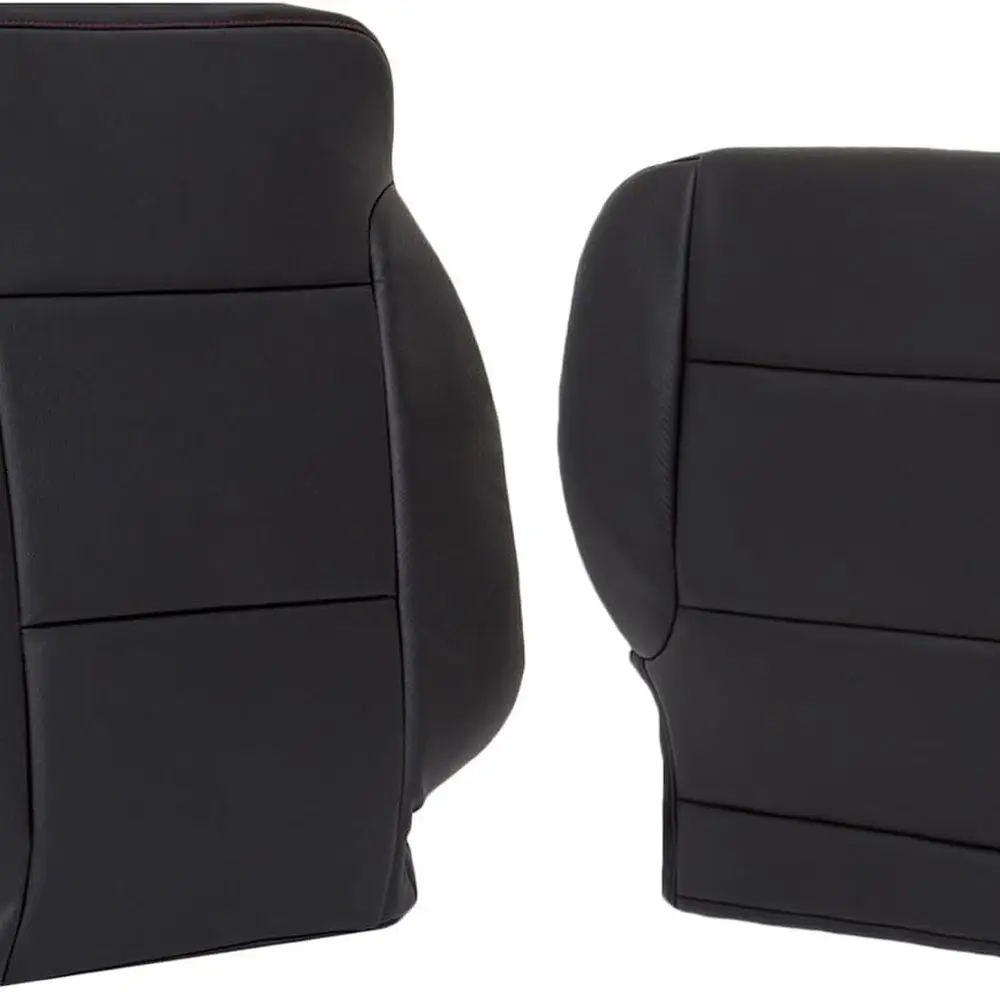 أغطية مقاعد من الجلد الطبيعي مع جوانب من ألياف الكربون لسيارة جي إم سي سييرا 2014-2019 لجميع التضاريس، الجزء السفلي من جانب الركاب والظهر العجاف #1