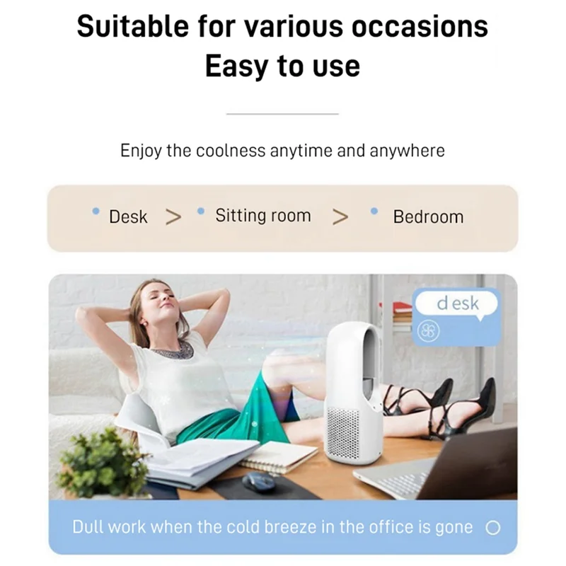 Refrigerador de ar portátil sem folhas, ventilador elétrico, 6 velocidades, temporizador silencioso, ar condicionado, refrigeração, umidificador, condicionamento
