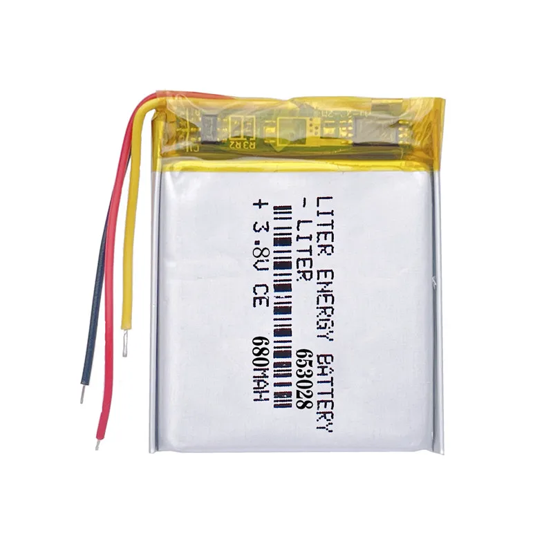 3 lines 3.8V 680mAH 653028 Polymer lithium ion / Li-ion battery for TOY,POWER BANK,GPS cell phone,speaker