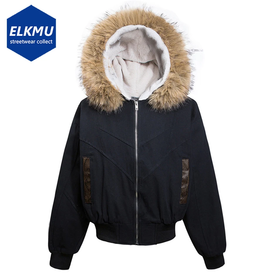 

Winter Jackets Men Fur Collar Parkas Coat Thicken Fleece Plush Warm Jackets Man Streetwear Harajuku Hip Hop Padded Jackets