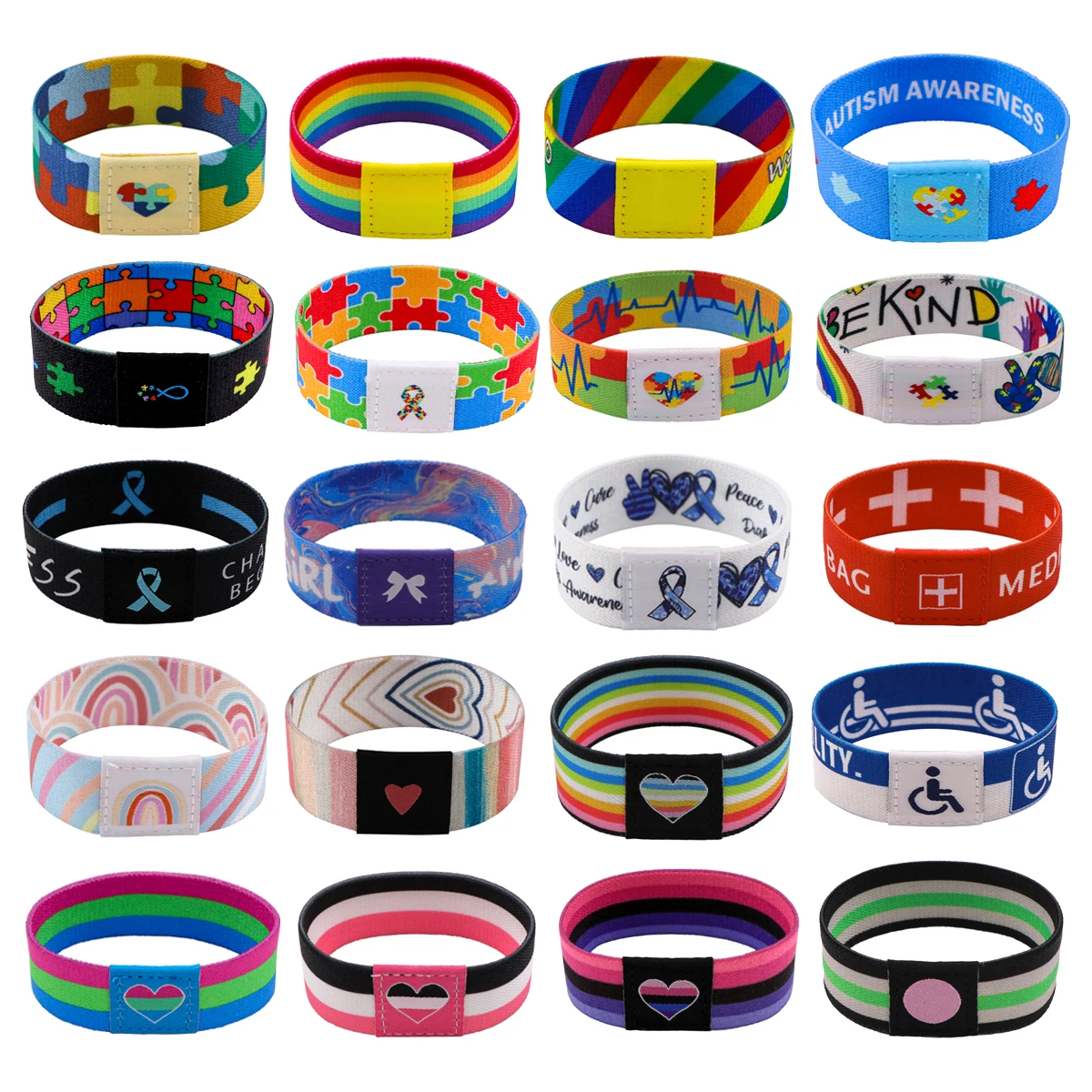 Autism Awareness Pink Ribbon Puzzle Bracelet For Women Rainbow Wristband Bracelets Bangles Jewelry Nurse Doctor Accessories Gift
