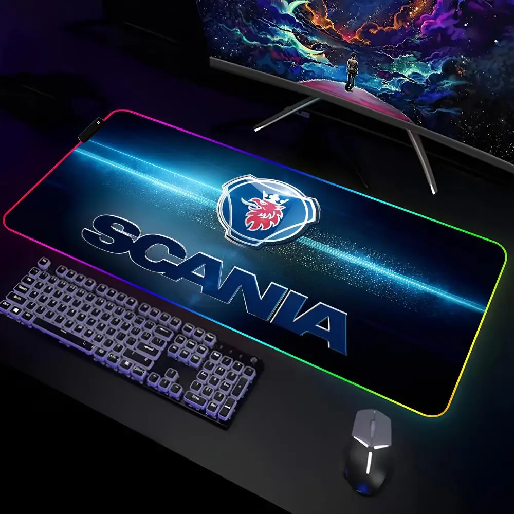 Scanias Saabs Truck Mouse Pad Gamer RGB Deskmat Keyboard Mat Gaming Laptops LED Mousepad Desk Protector Anime Mause Mats