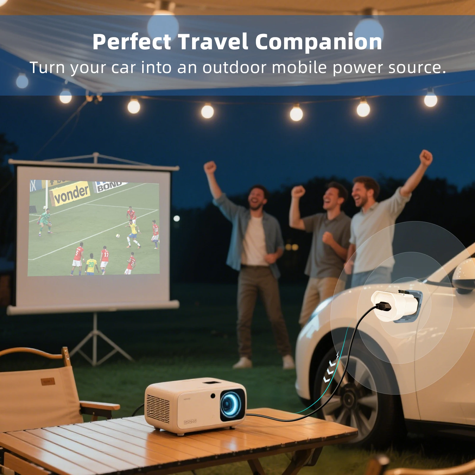 مفرغ EVqiaoyi Type2 V2L مع زر إيقاف التشغيل 16A MG BYD قابس السيارة إلى التحميل لمركبات الطاقة البرازيلية الجديدة