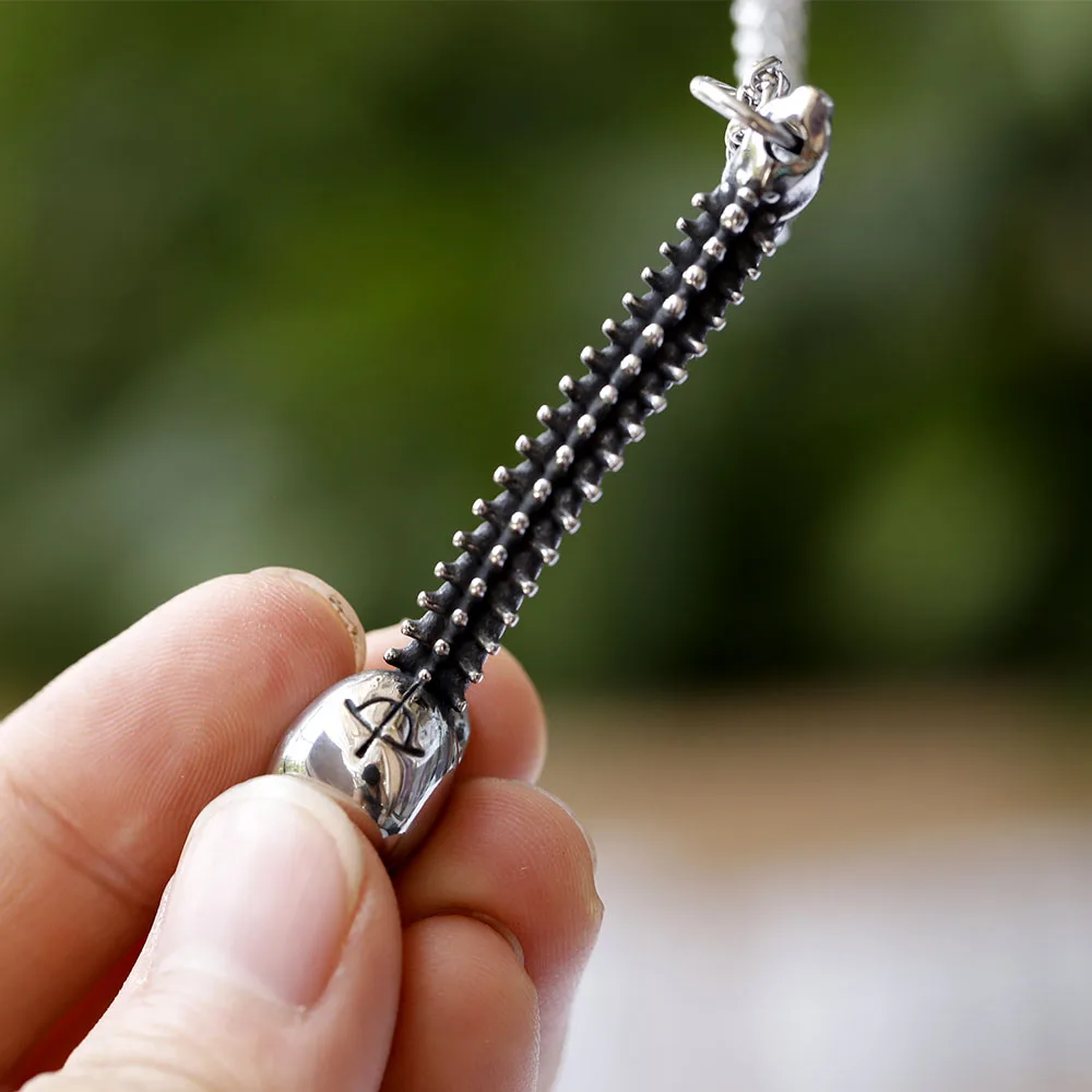 الفولاذ المقاوم للصدأ هيكل عظمي الجذع قلادة للرجال ، ألم الجمجمة العمود الفقري الراب الصخري ، سلسلة قلادة القطعي ، الذكور راكب الدراجة النارية حزب هدية المجوهرات