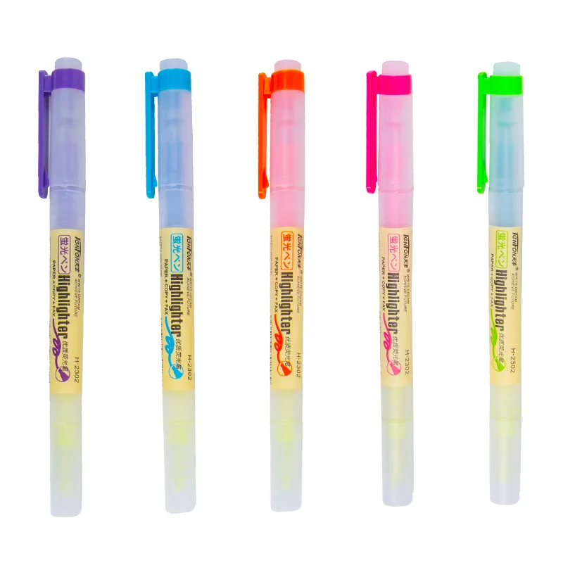 Large Capacity Double-headed Color Fluorescent Pen Fiber Pen Quick-drying Two-color Handbook Pen Novelty Kawaii Stationery
