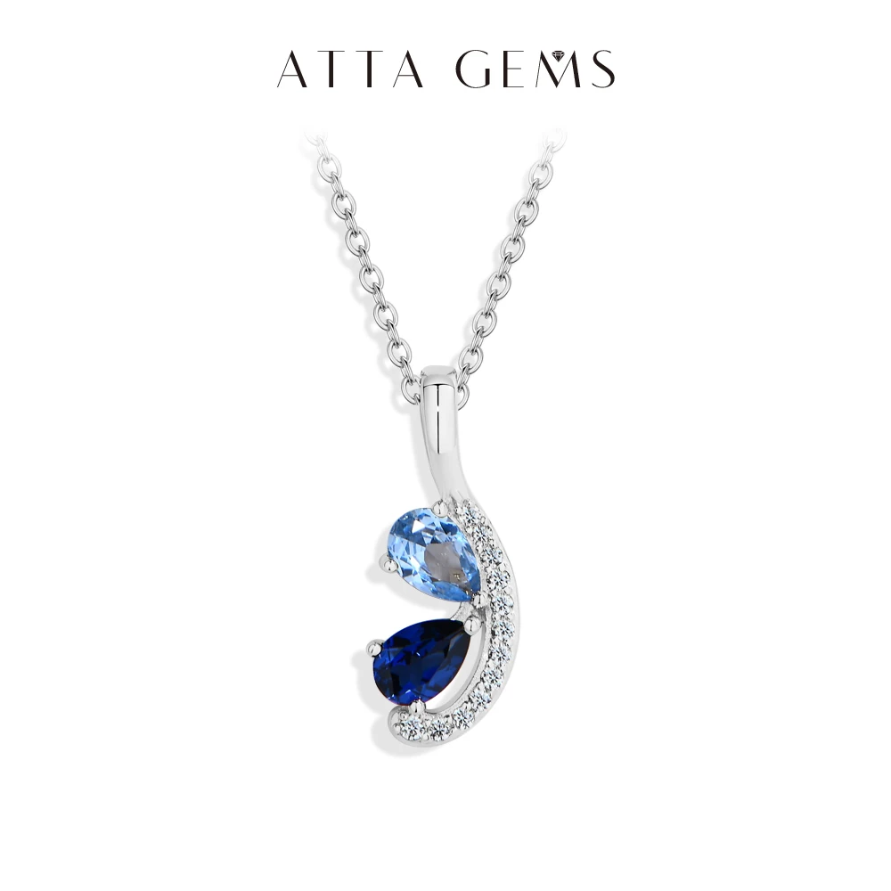 Women's 925 Silver Teardrop Sapphire Necklace, Elegant Gift