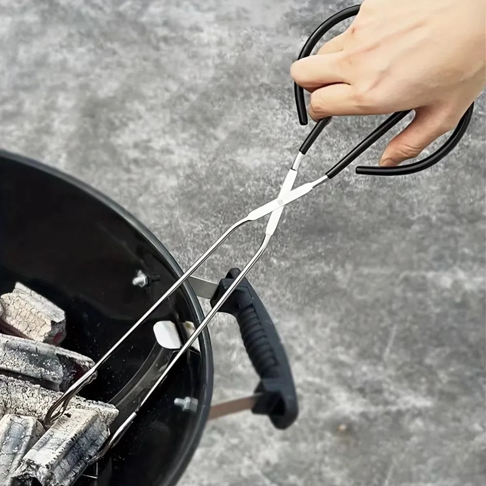 2026 1pc BBQ Charcoal Tongs, Long And Heat-Resistant Barbecue Carbon Clamp,Stainless Steel BBQ Tool for Food ,Wood Charcoal