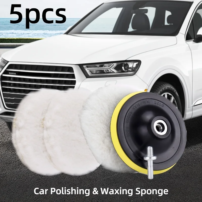

5-Piece Set Motorcycle Car RV Self-Adhesive Polishing Discs Car Polishing Waxing Cleaning Kit Sponge Discs