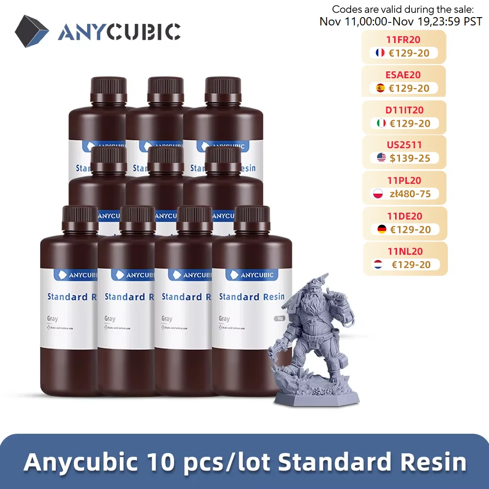 10 كجم ANYCUBIC 405nm الراتنج القياسي UV الراتنج للطابعة الفوتون ثلاثية الأبعاد عالية الدقة الأشعة فوق البنفسجية فوتوبوليمر الراتنج مواد الطباعة