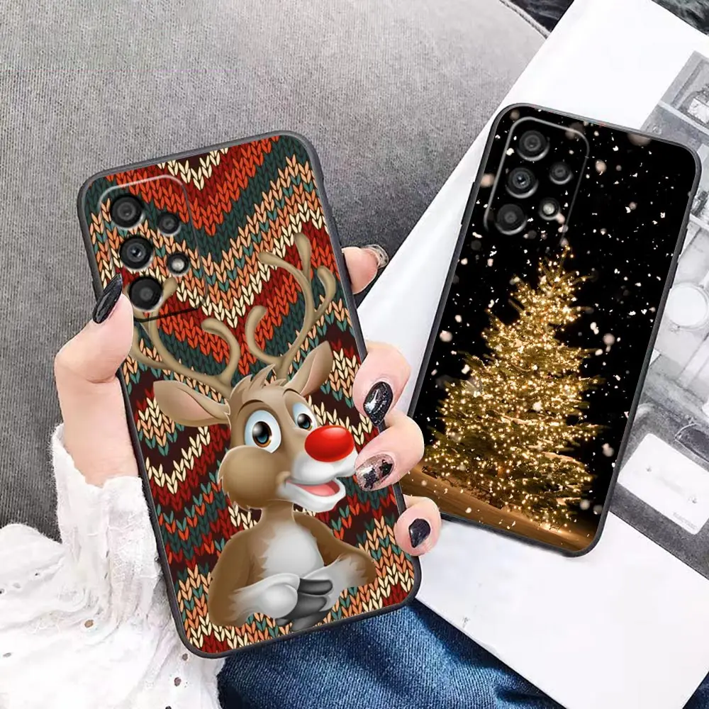 Case For Samsung Galaxy A90 A80 A73 A71 A70 A60 A53 A52 A51 A50 A42 A33 A32 A23 4G 5G Phone Case Shell Santa Elk Christmas Tree