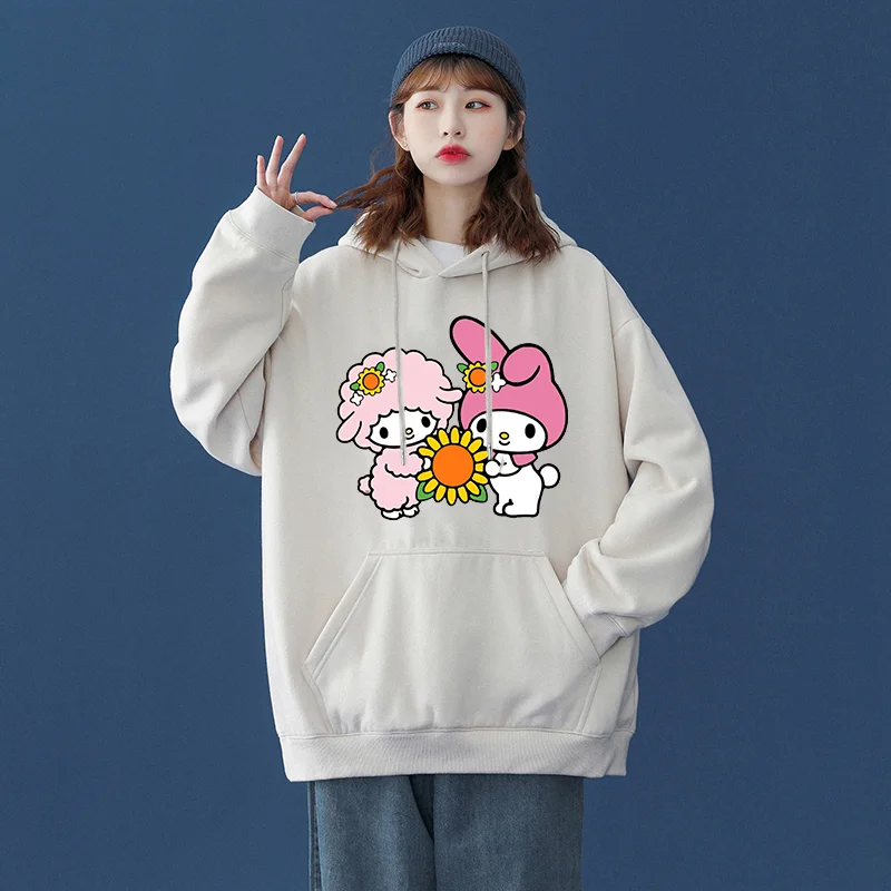 Sanrio My sweet piano Men's and Women's Hoodie Casual Street Clothing Long sleeved Sweatshirt Boys and Girls Autumn Top Coat