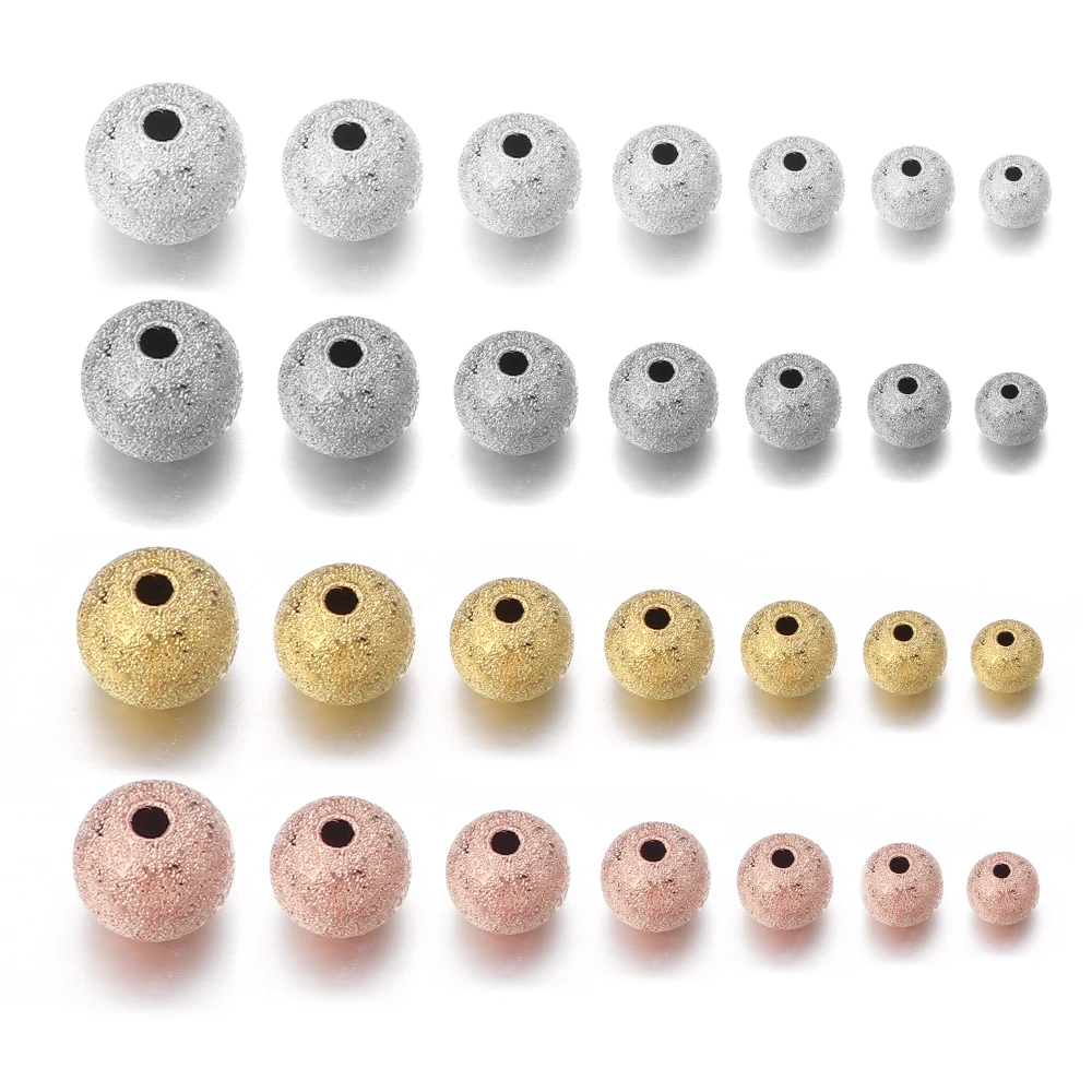 30-100pcs/Lot Round Matte Copper Beads for Jewelry Making 3 4 5 6 8 10 12mm Metal Bead Loose Spacer Beads DIY Bracelet Necklace