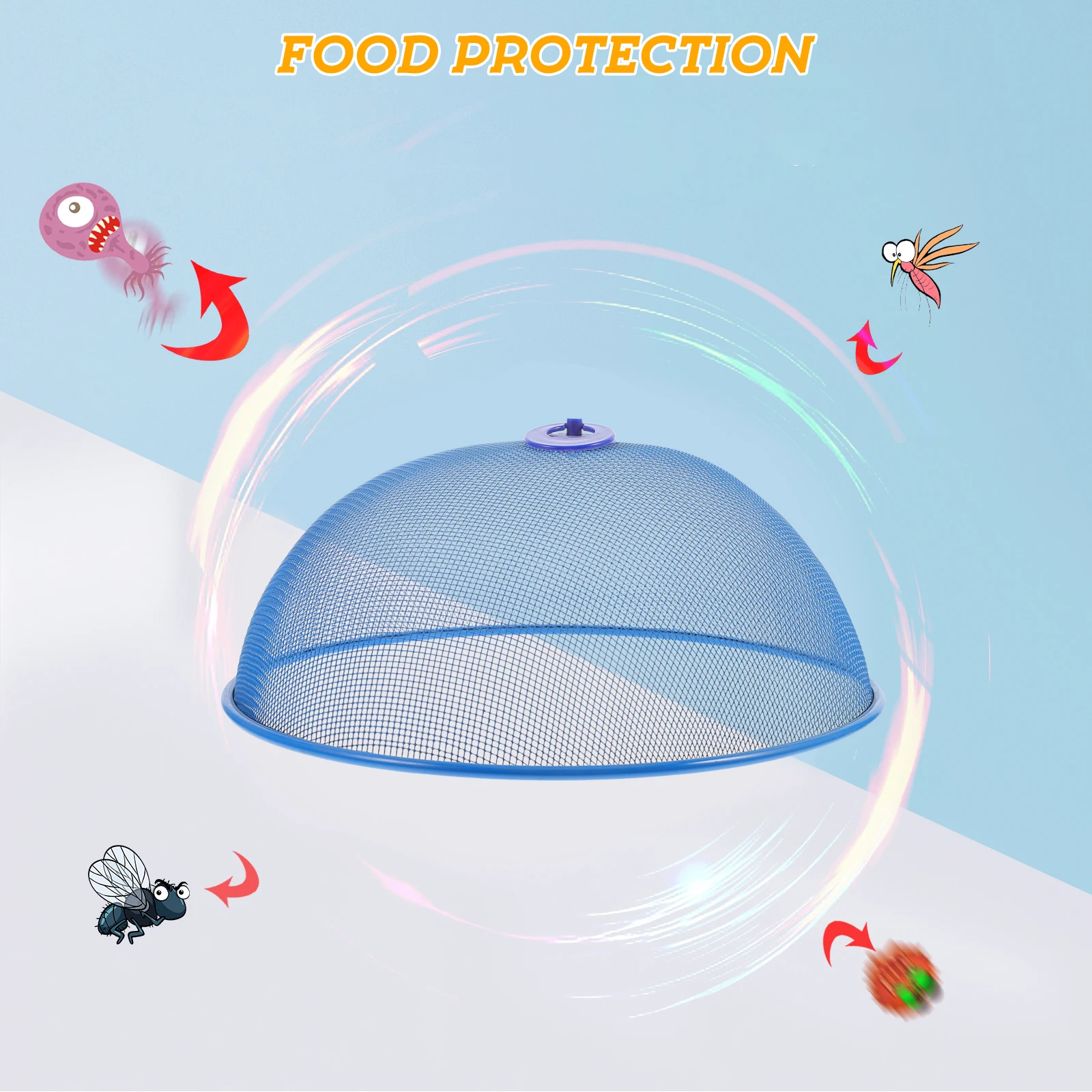 

2pcs Iron Food Cover Mesh Household Tent Protector Reusable Covering for Kitchen Home Restaurant Compact Lightweight Easy Clean