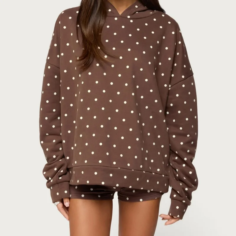 2-teiliges Workout-Set für Damen, Teenager, Mädchen, Y2k, gepunktetes Sweatshirt, Kapuzenpullover, Pullover, Outfit, Lounge-Shorts, Trainingsanzüge