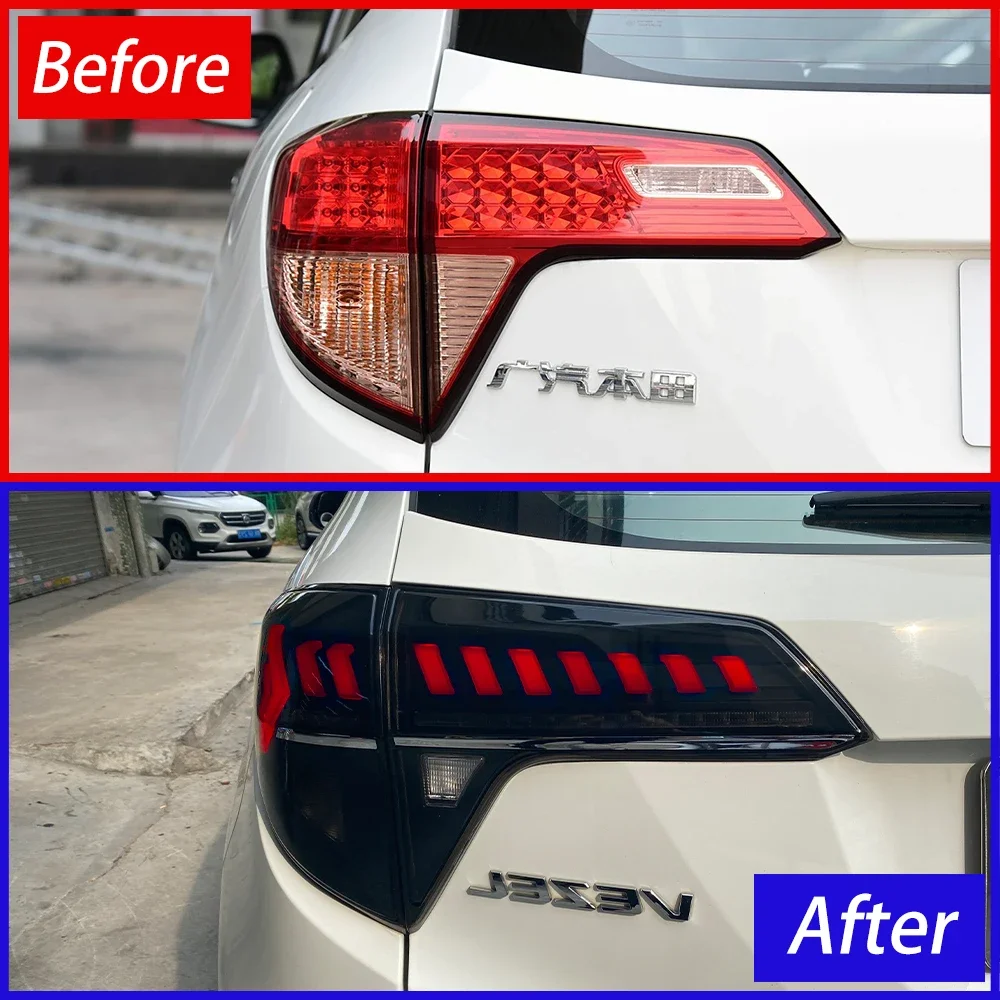 Auto Rear Back Lamps For Honda Vezel Hr-V Xr-V 2015-2021 Car Taillights Assembly Upgrade LED Audi Style Brake Light Accessories