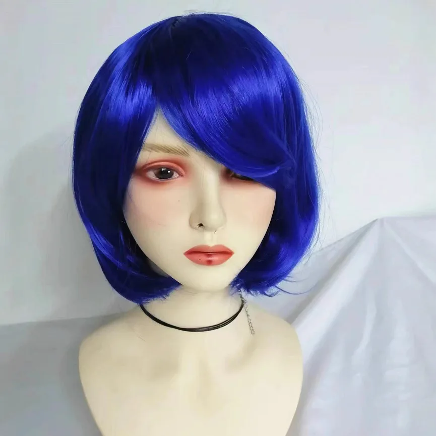 Caroline Ghost Mom Blue Bob Wig Coralinewig Ensemble de perruques transfrontalières en soie haute température