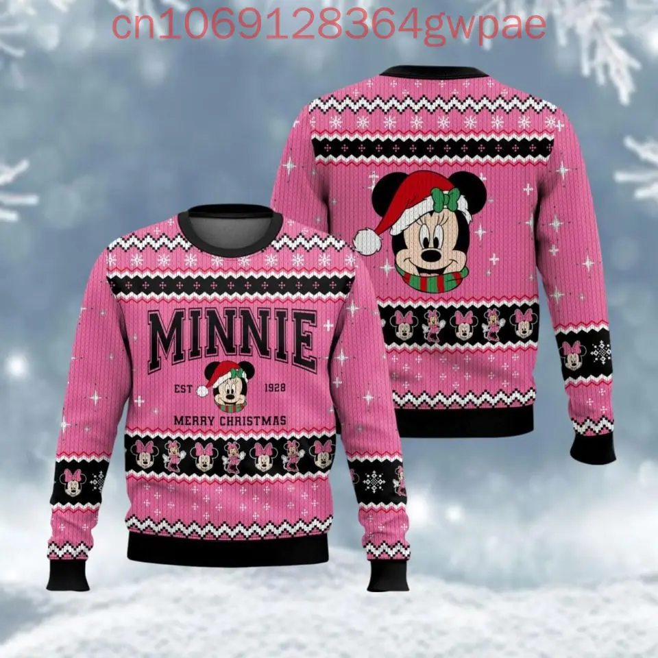 Disney Minnie Mouse Christmas Sweater Men's Womens 3d Ugly Sweater Mickey Ugly Christmas Sweater Anime Xmas Gifts Sweater