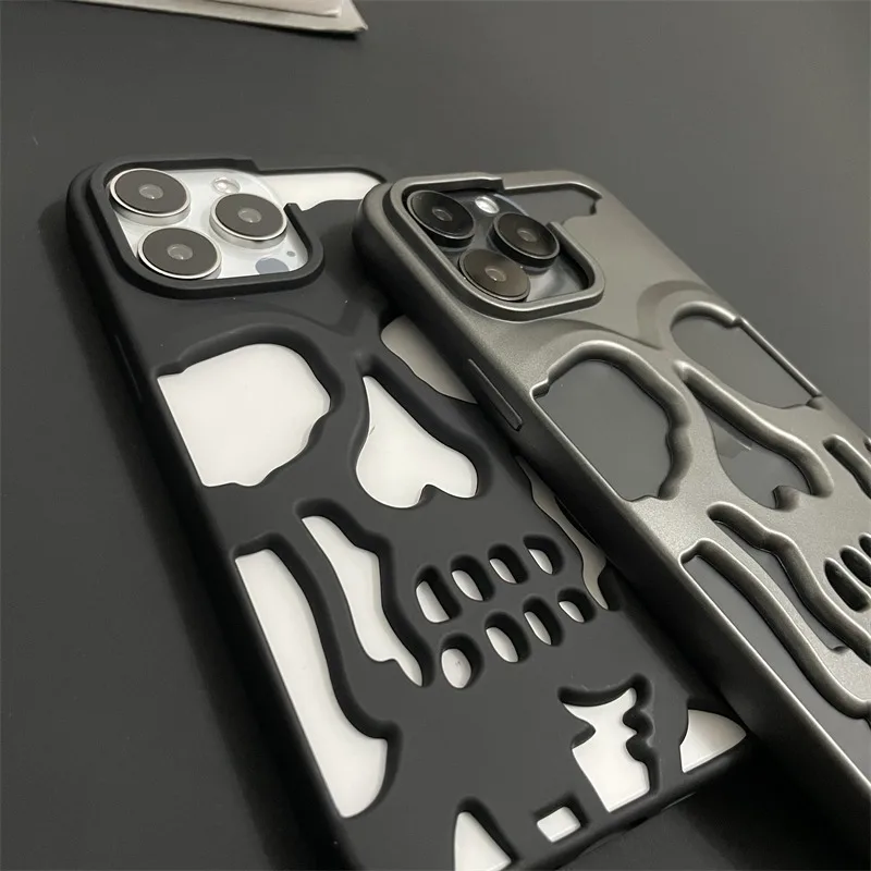 Coole Hohlraum-Wärmeableitungs-Handyhülle mit Totenkopf-Ghostface-Plattierung für iPhone 18 17 16 Pro Max 15 14 13, modische, schlanke Hülle – Detail 19