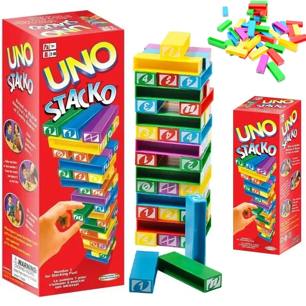Hot Stacko UNO Card Board Games Family Entertainment Poker Party Early Education Puzzle Stackoed Toy Playing Cards Birthday Gift