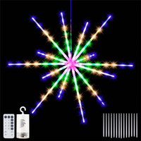 Outdoor Waterproof Starburst Christmas String Lights Battery Operated 112LEDs Hanging Firework Fairy Lights Garden Garland Decor