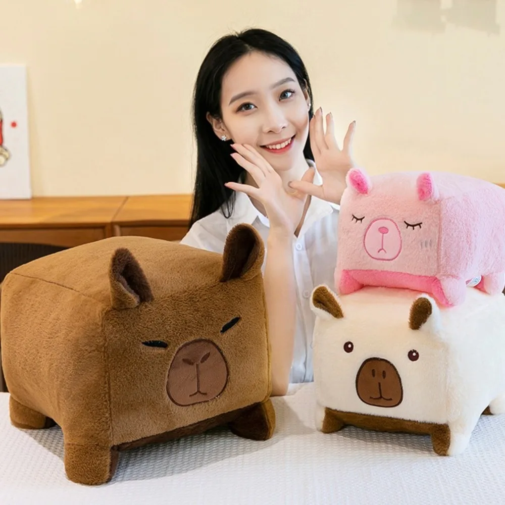 Birthday Gift Block Capybara Plush Toy Cute Soft Capibara Anime Fluffty Toy Cartoon Square Capybara Plush Doll Christmas