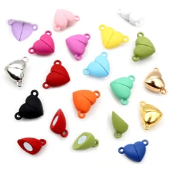 5 Sets  Love Heart Round Shaped Magnetic Connected Clasps Beads Charms End Caps for DIY Couple Bracelet Necklace Making