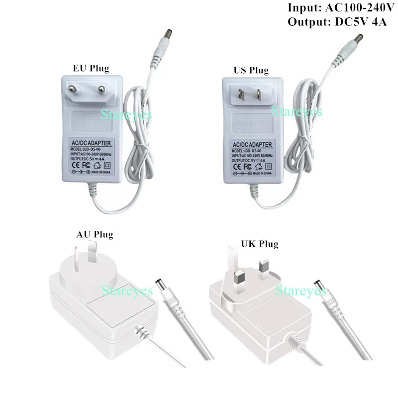 Imagem -05 - Adaptador de Alimentação com Shell Branco Carregador de Alimentação dc Jack Transformadores de Iluminação Led para Led Strip Light ac 100240v para dc 5v 2a 3a 4a