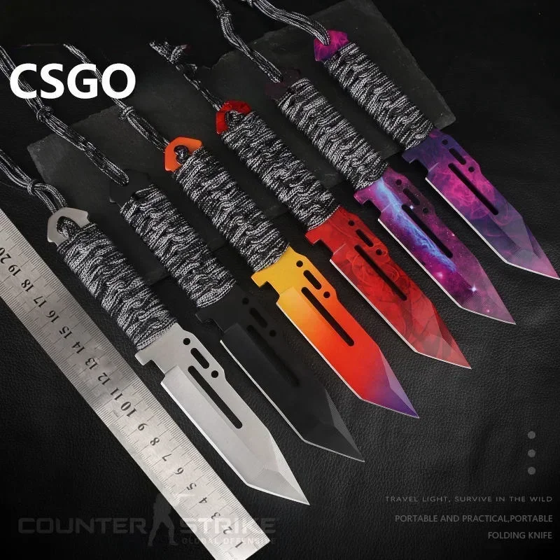 CSGO Periphery Classic Outdoor Straight Knife Camping Survival Hunting Knife Self-Defense Knife Multi Functional Cutting Tool