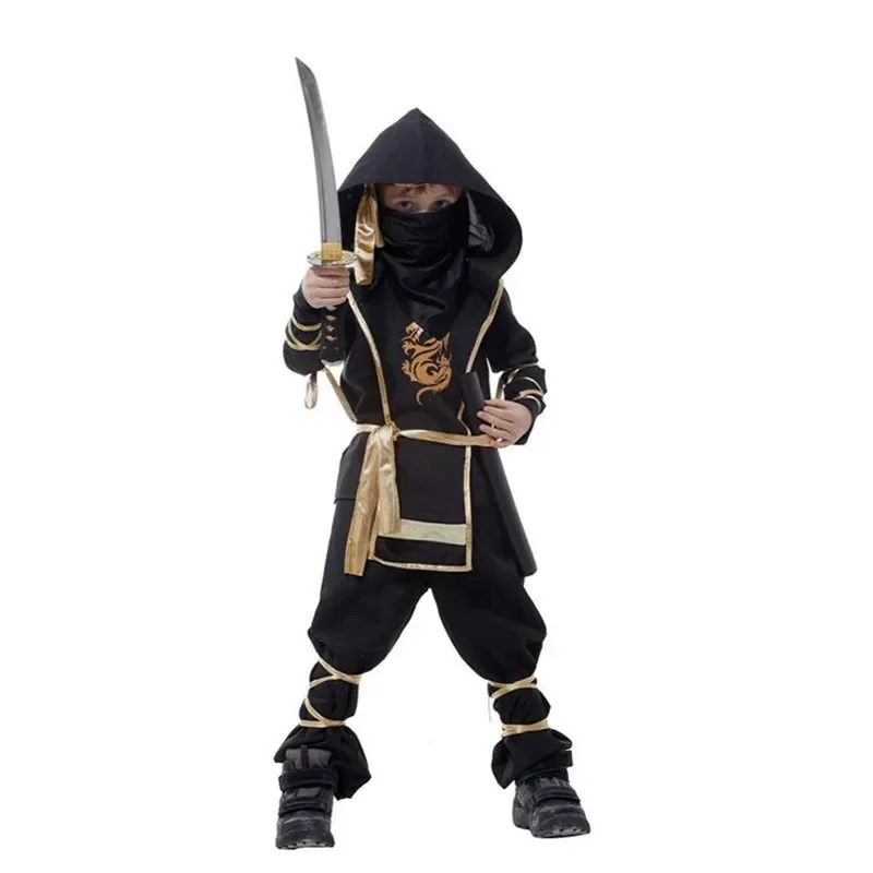 Halloween Costume For Kids Christmas New Year Black Boys Ninja Assassin Warrior Purim Costumes For Children Cosplay Boy Party D