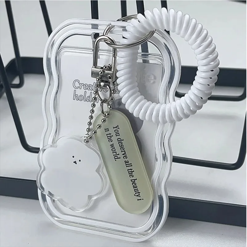 Transparent Card Holder Keychain Photo Sleeves Creative Design Kpop Photocard Holder Bus Card Student Card Case Photo Protector