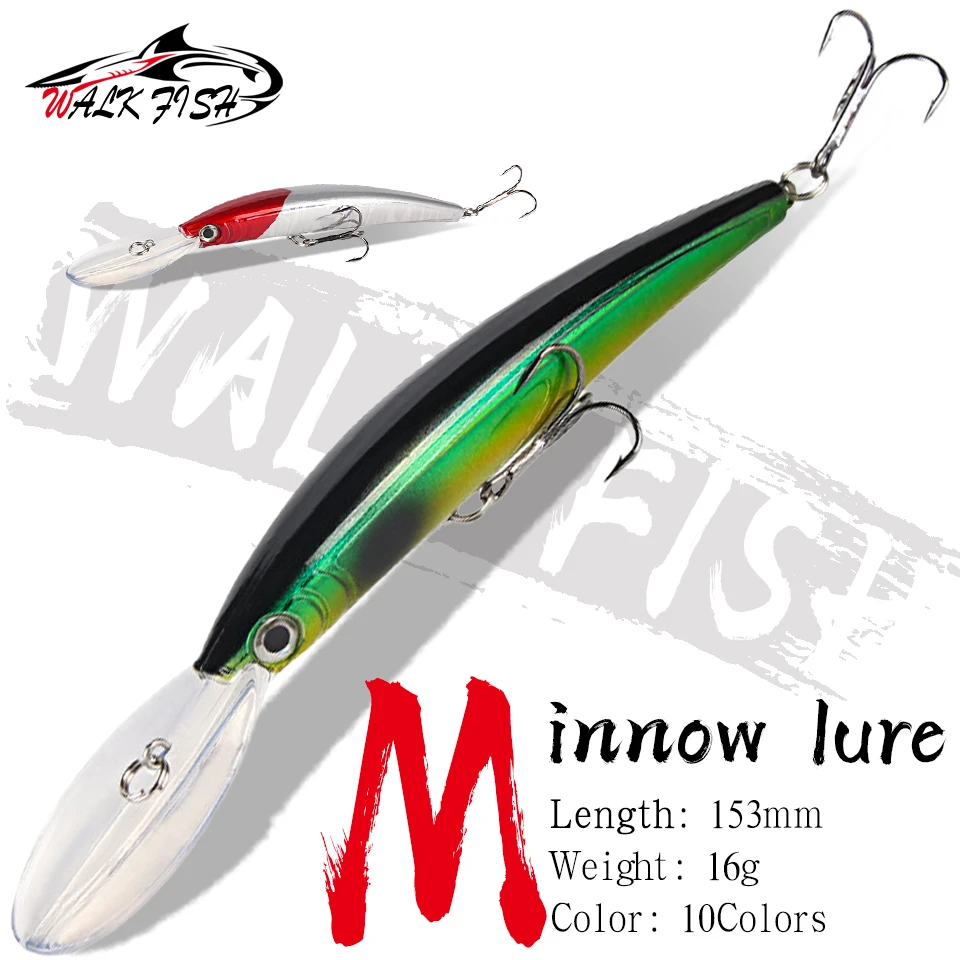 WALK FISH Bionic 15.3cm 16g Crankbait Minnow Fishing Lure Bass Trolling Artificial Hard Bait Wobblers 3D Eyes for Fishing Carp