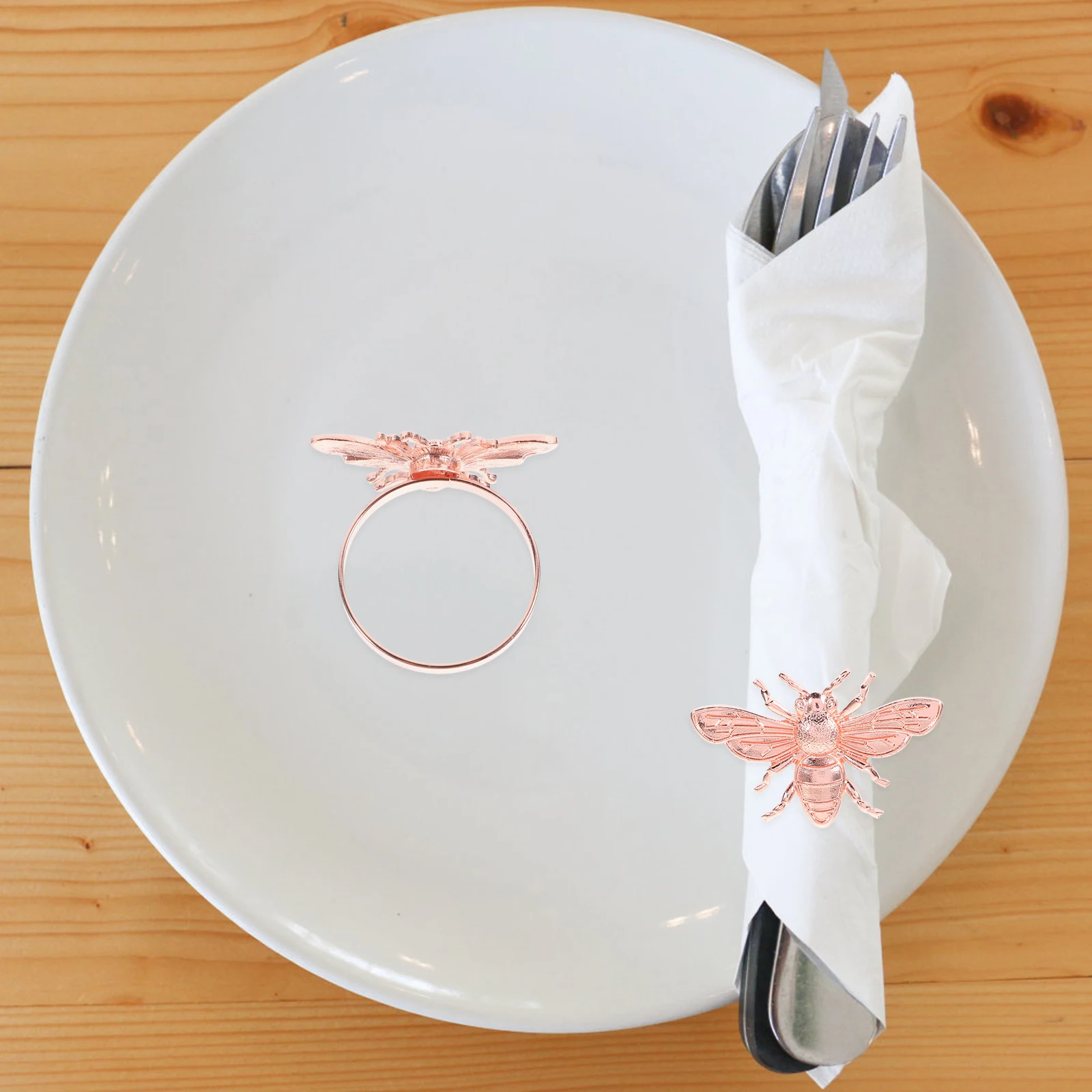 

6 Pcs Bee Shaped Napkin Rings Stylish Insect Decorative Metal Wedding Birthday Tablecloth Accessories Serviette Buckle