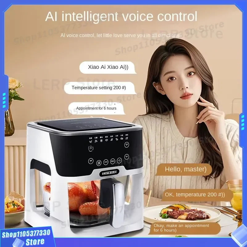 4L 5L Smart Voice Control Stainless Steel Air Fryer Visual Window Automatic Timer Multifunctional Household Oven High End