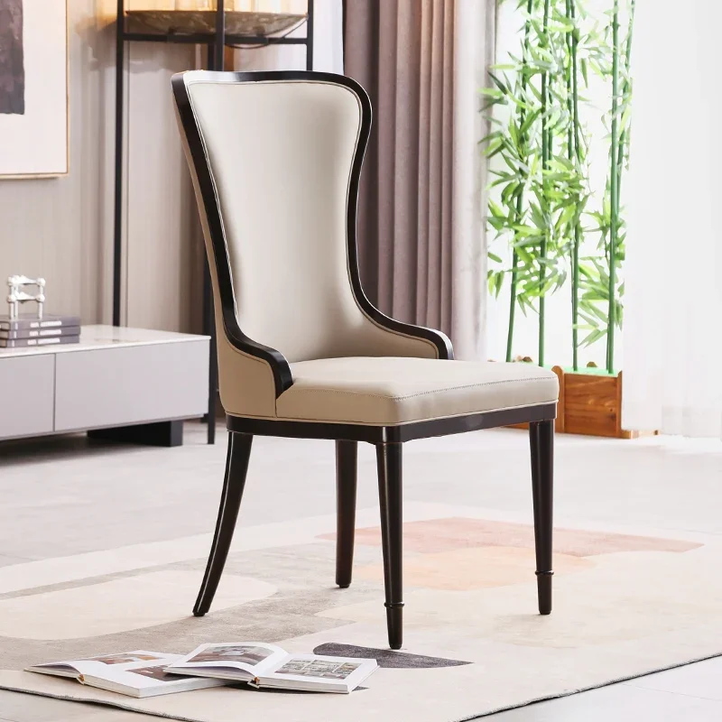 #Nordic Solid Wood Chair Household Backrest with Armrests for Hotel Western Restaurant Cafe Club Sales Building Dining Chair