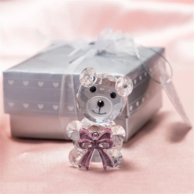 Crystal Bear Figurine with Love Heart, Art Craft Table Ornament Home Wedding Decoration, Romantic Valentine's Day, Friend Gifts