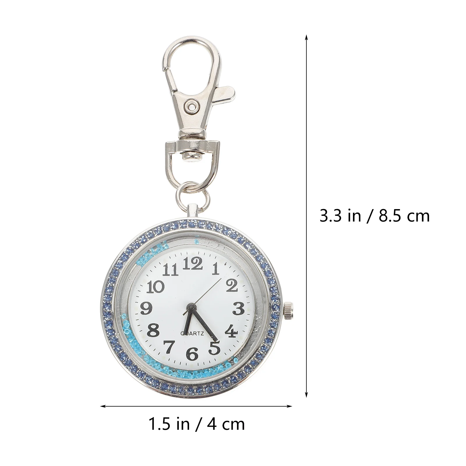

Quartz Pocket Watch Keychain Analog Black Glass Rhinestone Hanging Durable Material Nurse Birthday Gift Student Doctor Stable