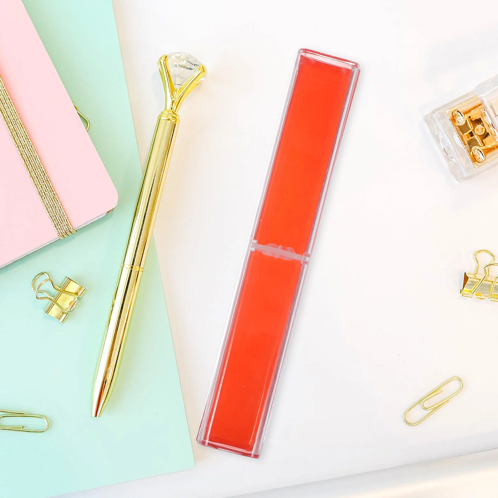 

12pcs Plastic Pencil Transparent Portable Stationery Storage Box For Pencil Case Gift Pen Containers Empty Multi-Use Pen Box