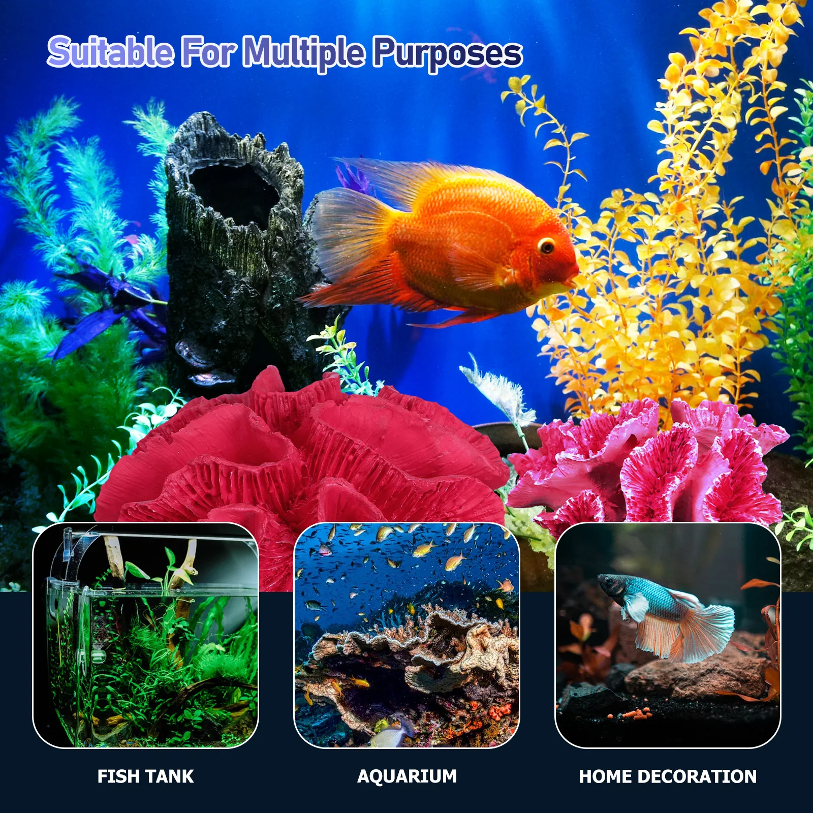 

2Pcs Coral Reef Decor Resin Aquarium Decorations Realistic Fish Tank Coral Ornament Artificial Aquarium Supplies