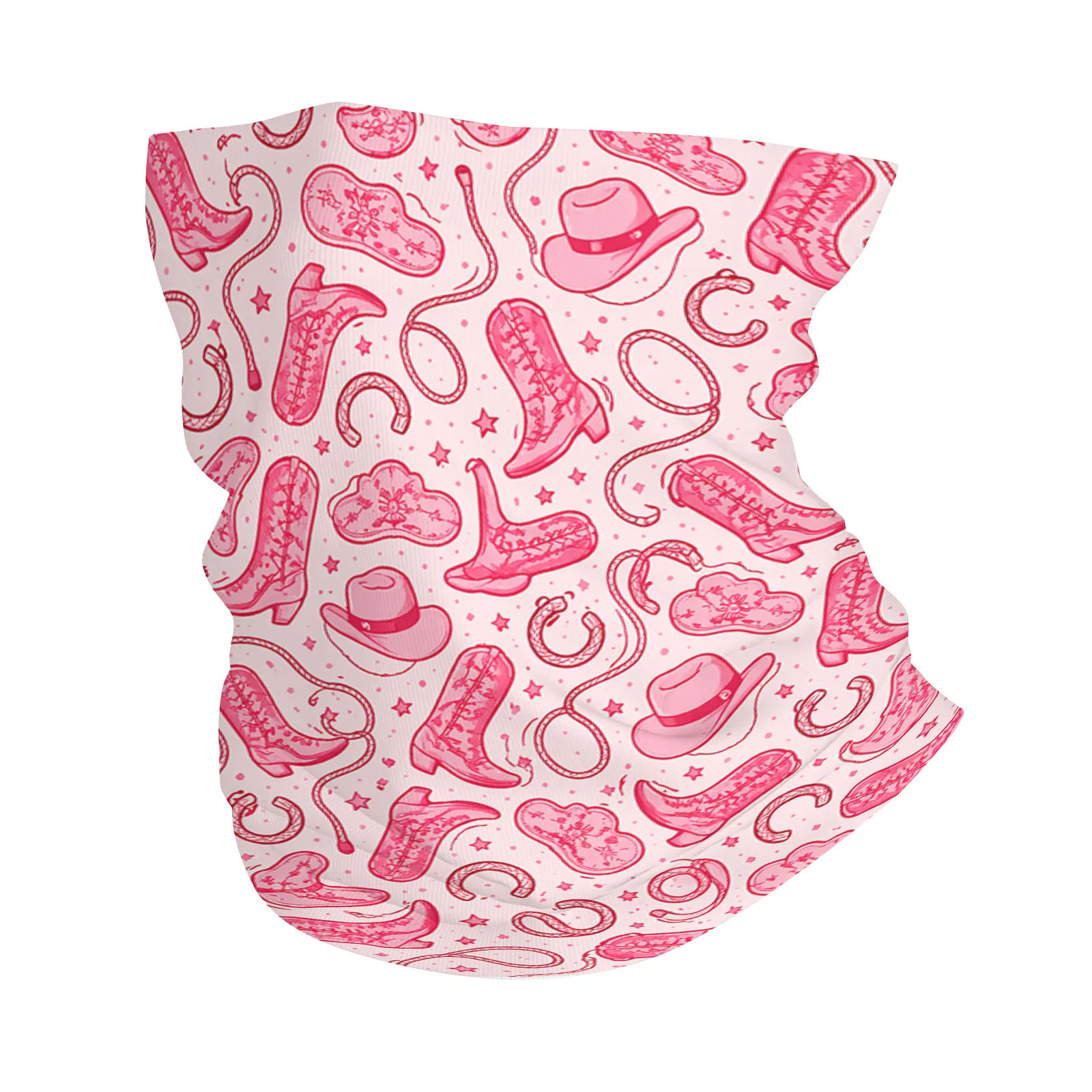 

1pc Unisex Printed Scarf Cowboy Boots, Lasso, Hat, Horseshoe, Pink Pattern Fashionable Multifunctional Bandana for Outdoor