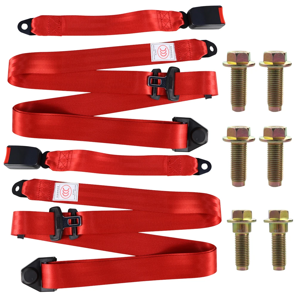 

1/2Pcs Universal Red Car Seat Safety Belt 3 Point Simple Safety Belt Retractable Auto SeatBelt Adjustable Seatbelt