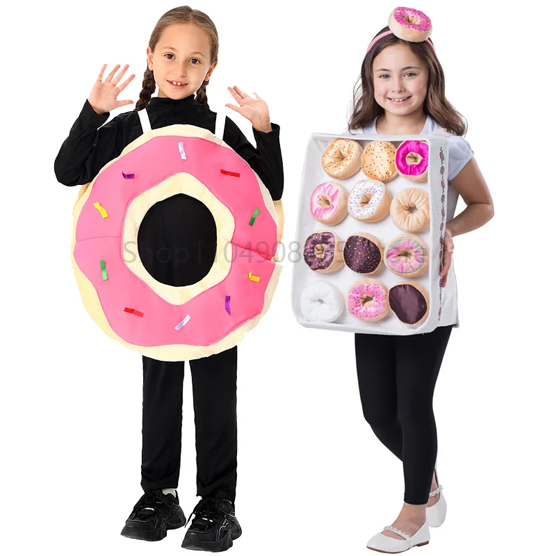 

Children Doughnut Box Halloween Fancy Dress Up Boys Dessert World Book Day Outfit Pink Girls Dozen Donuts Costume