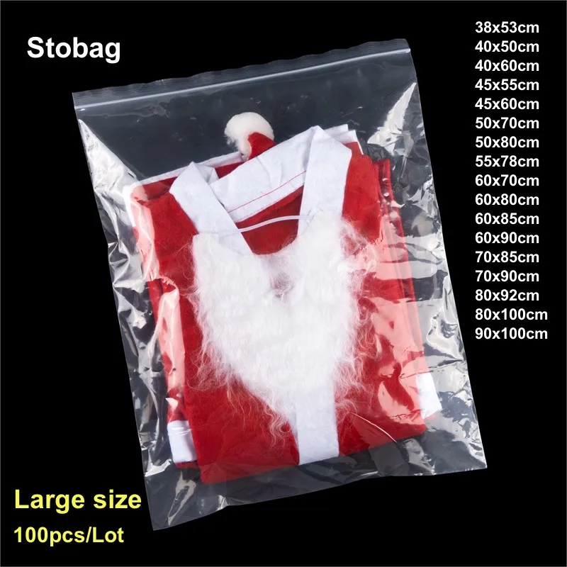 

StoBag 10pcs Transparent Clear Plastic Package Christmas Cloth Shirt Travel Storage Organizer Zip Lock Self Seal Bags Waterproof