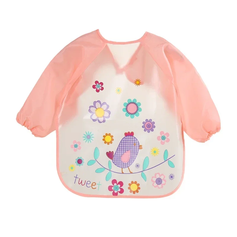 Cute Baby Bibs Waterproof Long Sleeve Apron Children Feeding Smock Bib Burp Painting Drawing Soft Toddler Clothing Bandana Bibs