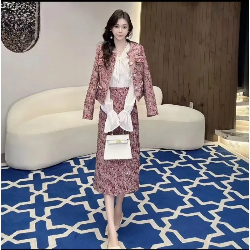 UNXX Korean Style Classic Atmosphere Two-piece Skirt Set for Women Female Office Lady 2024 High Quality Sets Chic and Youthful