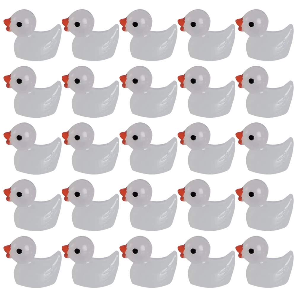 

100 Pcs Luminous Mini Duck Decorations Resin Figurines Night Accessories Kids Toys Office Supplies Realistic Design