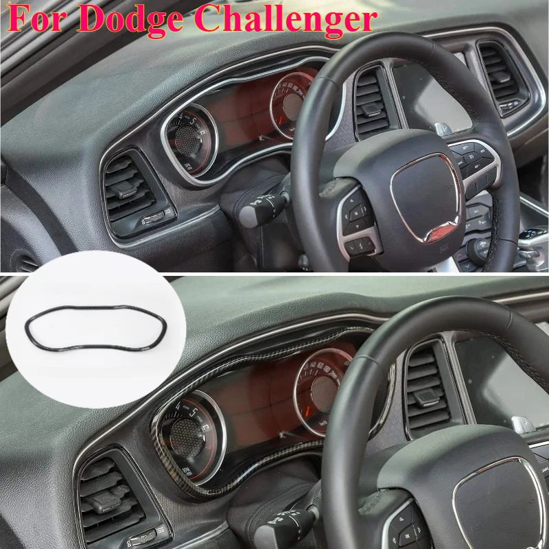 

1 шт., крышка панели инструментов, рамка для дисплея, декор, аксессуары для украшения интерьера для Dodge Challenger, текстура из углеродного волокна